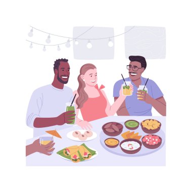 Hint restoranı karikatür vektör çizimleri.