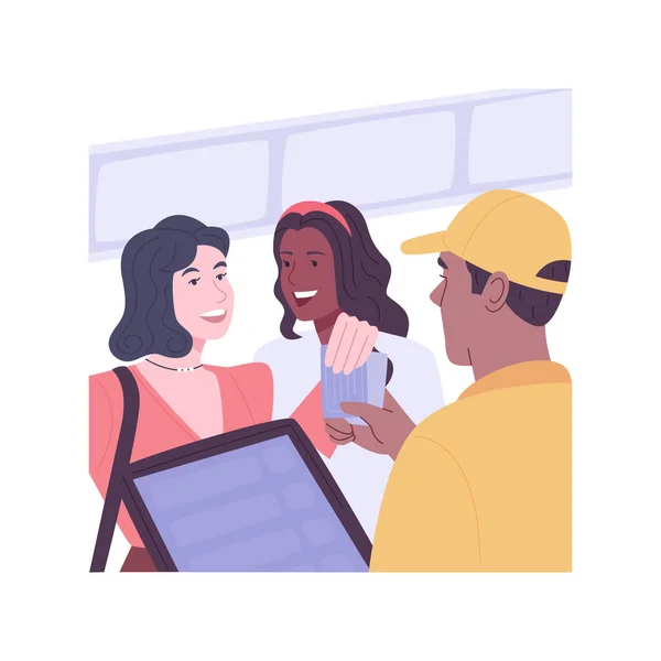 Getting tickets isolated cartoon vector illustrations. — Stok Vektör