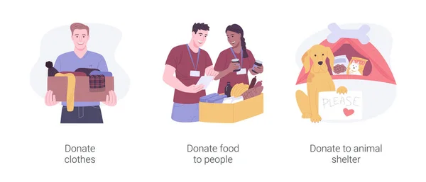Making donations isolated cartoon vector illustrations set. — Vector de stock