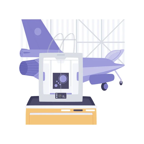 3D printing in aviation isolated cartoon vector illustrations. — Stock Vector