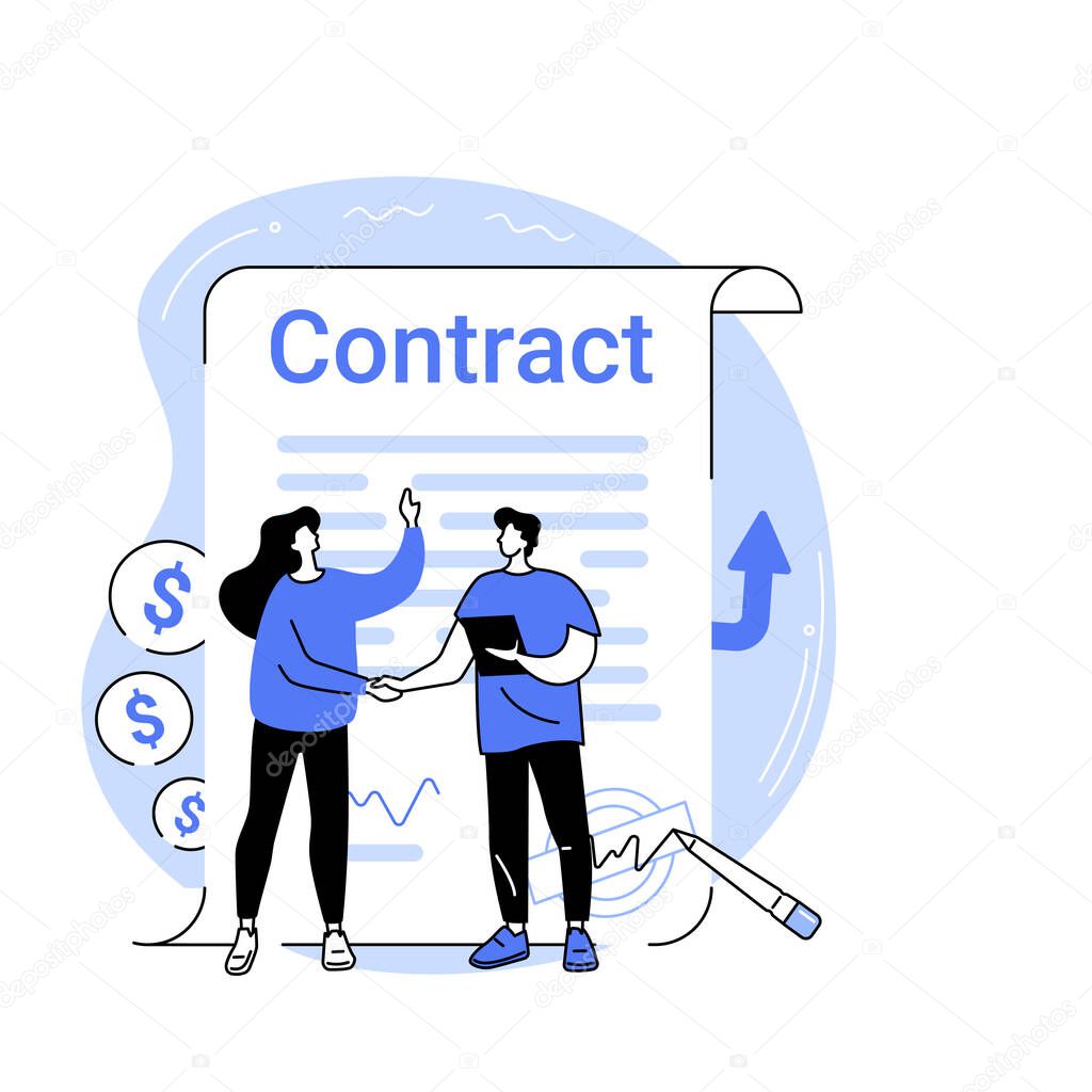 Signing contracts isolated cartoon vector illustrations.