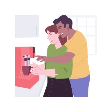 Sıcak espresso izole çizgi film vektör çizimleri.