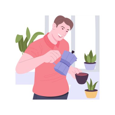 İtalyan tarzı kahve izole çizgi film vektör çizimleri.