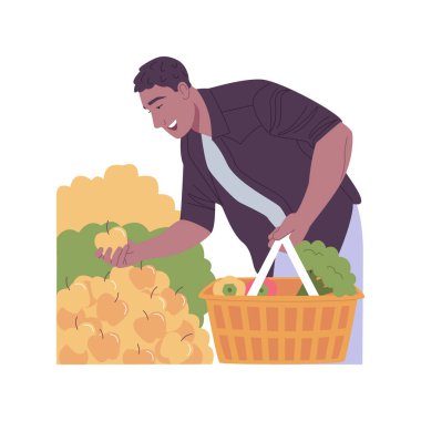 Sağlıklı gıda seçimi izole edilmiş çizgi film vektör çizimleri.