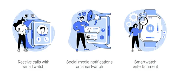 Smartwatch online kommunikation isolerade tecknad vektor illustrationer se — Stock vektor