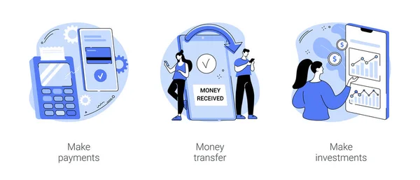 Aplicativo bancário isolado ilustrações vetoriais cartoon se — Vetor de Stock