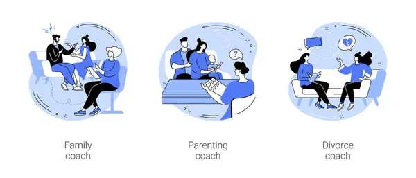 Family coach isolated cartoon vector illustrations se — Archivo Imágenes Vectoriales