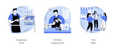 Kahve kültürü karikatür vektör çizimleri se