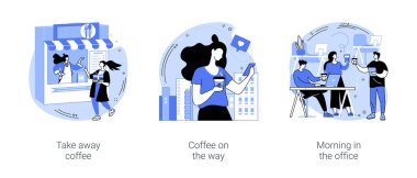 Sabah kahvesi izole edilmiş çizgi film vektör çizimleri