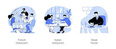 İzole edilmiş karikatür vektör çizimleriyle akşam yemeği.