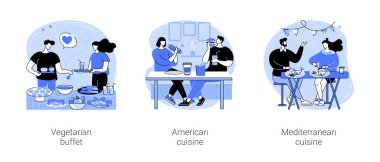 İzole edilmiş bir karikatür vektör çizimlerinde yemek yemek.