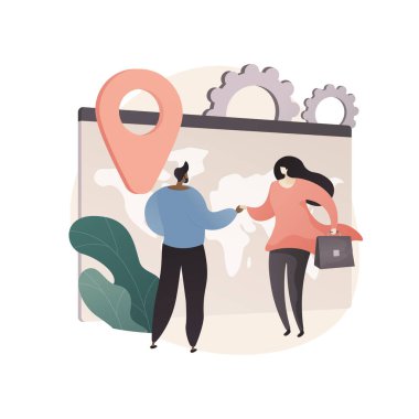 Soyut konsept vektör illüstrasyonunu çıkar. Expat iş listesi, etkili göçmen işçiler, yurtdışı programı, ülke dışı istihdam, uluslararası iş fırsatı soyut metafor.
