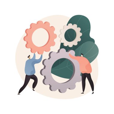İş paylaşımı soyut konsept vektör çizimi. Yarı zamanlı iş, iş paylaşımı, alternatif çalışma programı, iş birliği, görev paylaşımı, eşit sorumluluk soyut metaforu.