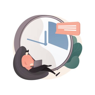 Zaman yönetimi soyut konsept vektör çizimi. Zaman izleme aracı, yönetim yazılımı, etkili planlama, işte verimlilik, saat, kontrol sistemi, proje zamanlaması soyut metaforu.