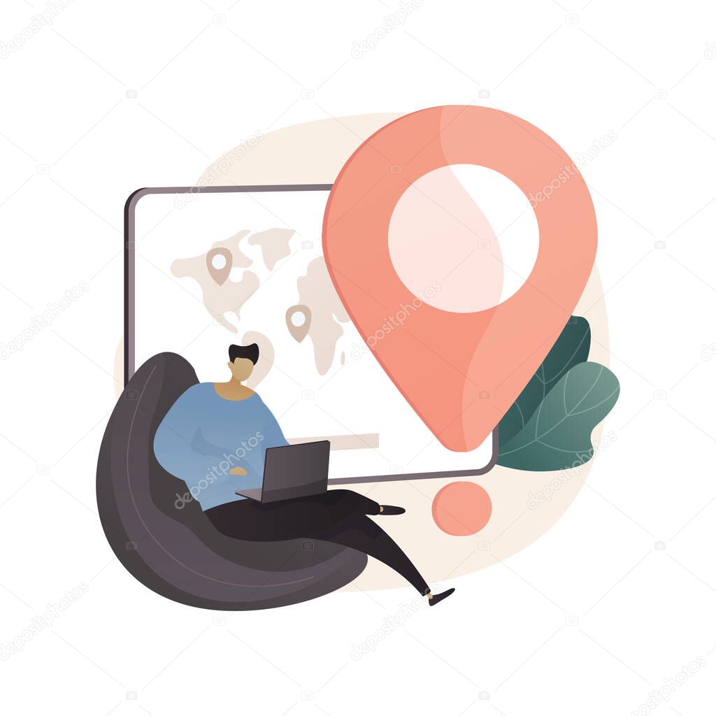Remote worker abstract concept vector illustration. Freelance worker, remote work, flexible employee schedule, online job, distance team, outsource professional, entrepreneur abstract metaphor.