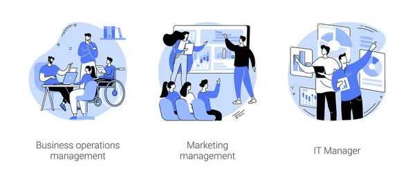 Мастер Делового Администрирования Выделил Набор Векторных Мультипликационных Иллюстраций Операционный Менеджмент — стоковый вектор