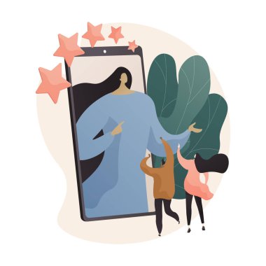 İzlenim yönetimi soyut konsept vektör çizimi. Kişisel marka stratejisi, sosyal ilişkiler gelişimi, sosyal etkileşim ve etki, kendini tanıtma soyut metafor.