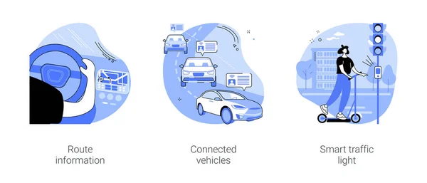 Inteligentny Transport Miasta Pojedyncze Ilustracje Wektor Kreskówek Zestaw Kierowca Samochodu — Wektor stockowy