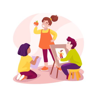 Vücut izole edilmiş bir karikatür vektör çizimi. Kreş, hayal gücü ve yaratıcılık geliştirme faaliyetleri, geçiş anaokulu müfredatı vektör karikatürü.