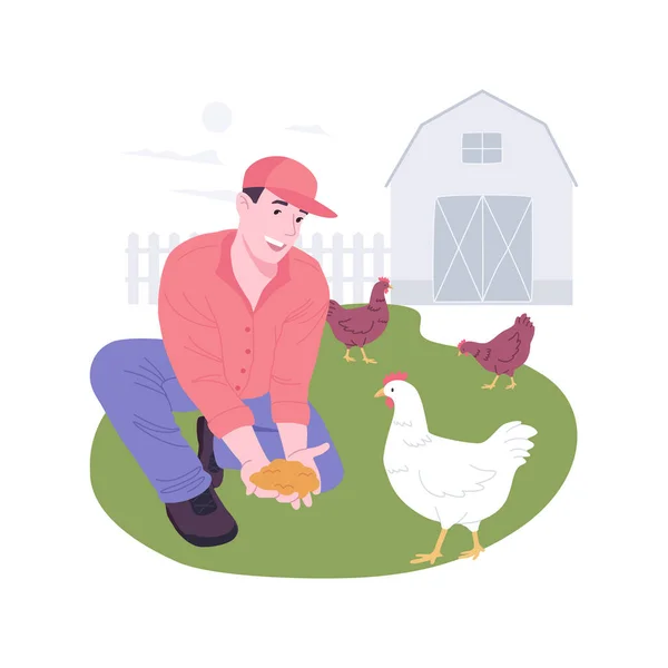 Zvířata Bez Klece Žijící Izolované Kreslené Vektorové Ilustrace Farmář Kuřaty — Stockový vektor