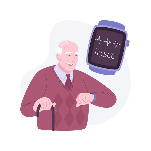 Smartwatch Ecg Tracking Feature Izolované Kreslené Vektorové Ilustrace Muž Stopování — Stockový vektor