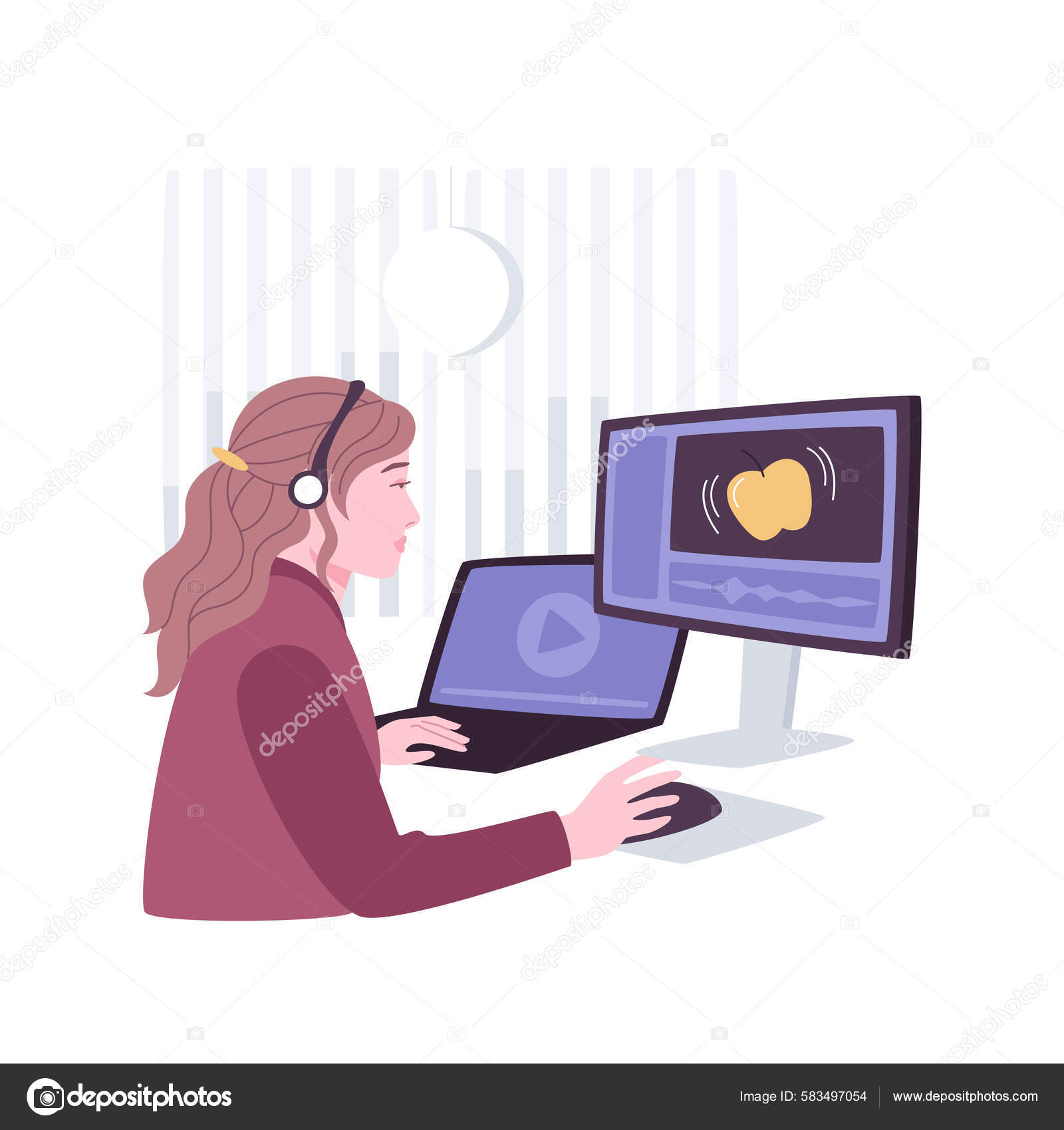 Video Editing Isolated Cartoon Vector Illustrations Young Boy Has