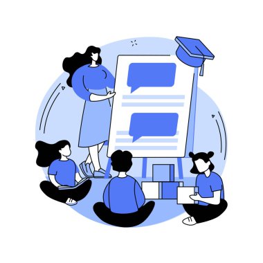 İki dilli daldırma programı soyut konsept vektör çizimi. Erken eğitim programı, yabancı dil ilkokulu, iki dilli anaokulu, daldırma öğretim metodu soyut metafor.
