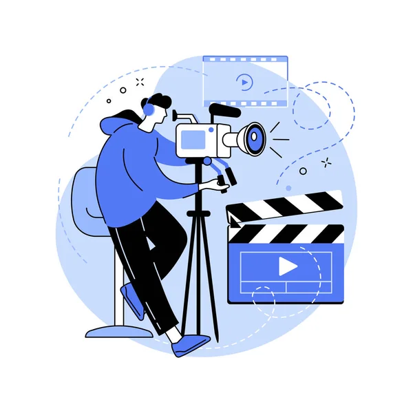 Videograf Izolované Kreslené Vektorové Ilustrace Muž Pomocí Fotoaparátu Video Tvorby — Stockový vektor