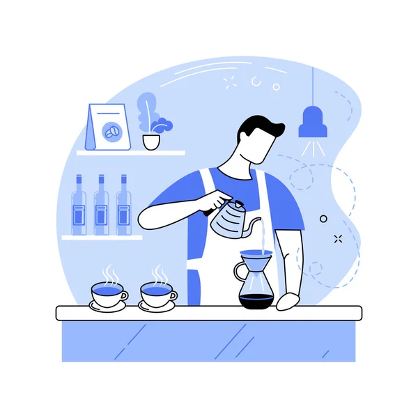 Pour Coffee Isolated Cartoon Vector Illustrations Barkeeper Making Hot Coffee — Stock Vector