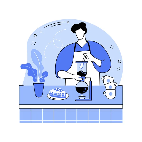 Siphon Coffee Maker Isolated Cartoon Vector Illustrations Barista Makes Hot — Stok Vektör