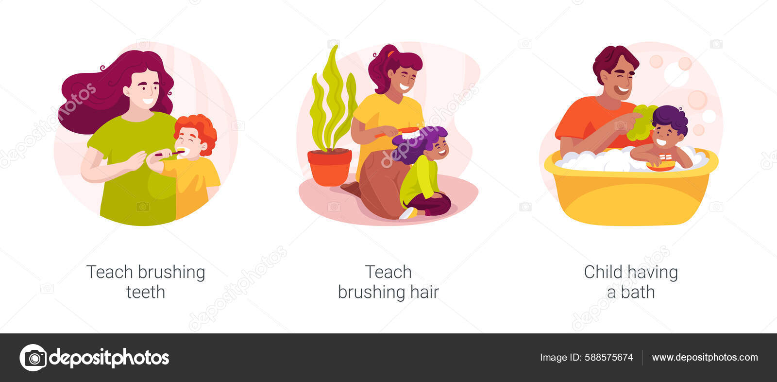 Personal Hygiene Self Care Skills Home Isolated Cartoon Vector
