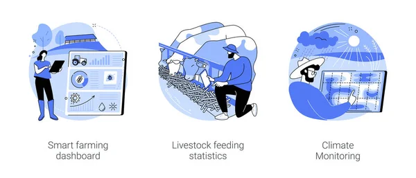 Smart Farming Data Analysis Isolated Cartoon Vector Illustrations Set Smart — Vector de stock