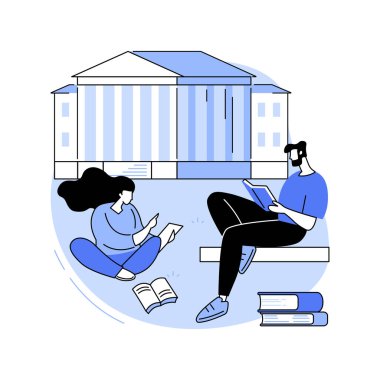 Study outdoors isolated cartoon vector illustrations. Group of teens prepare for college classes outdoors, discussion between friends, university education, student life vector cartoon.