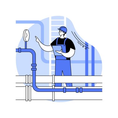 Petroleum engineering isolated cartoon vector illustrations. Smiling petroleum engineering student makes notes and checks pipeline, masters degree, pressure under control vector cartoon.