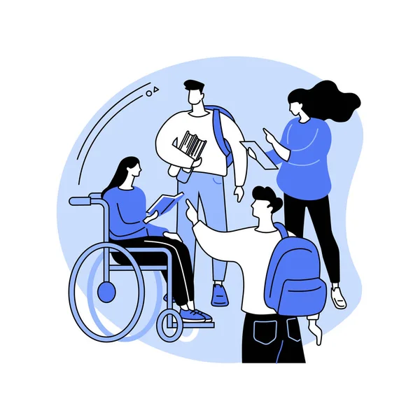 Inclusive Environment Isolated Cartoon Vector Illustrations Group Teens Boy Wheelchair — Stock Vector