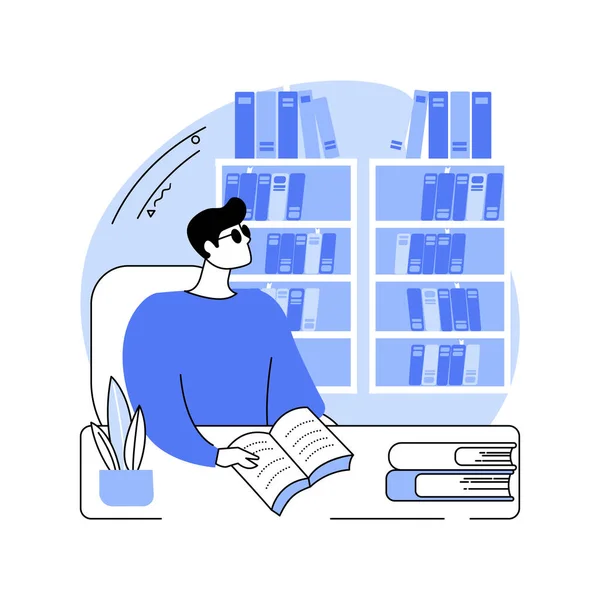 Library Facilities Isolated Cartoon Vector Illustrations Blind Boy Reading Book — Stockvektor