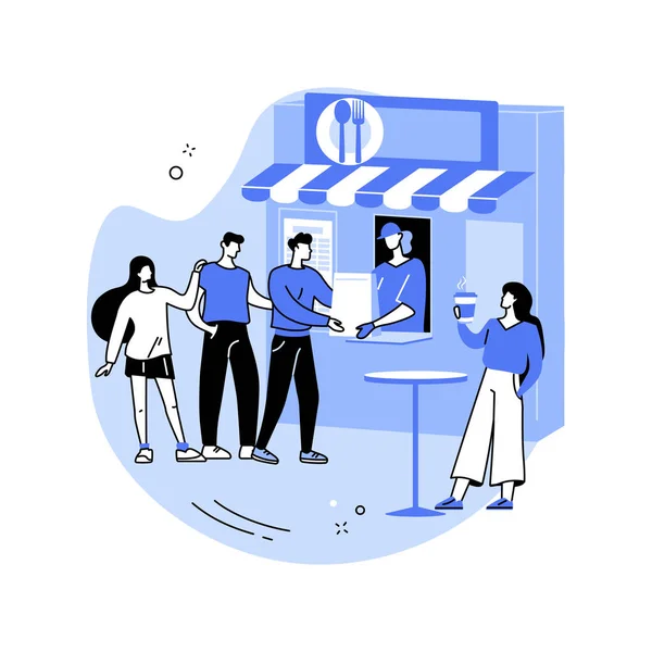 Queuing Food Isolated Cartoon Vector Illustrations Group People Queuing Meal — Stok Vektör