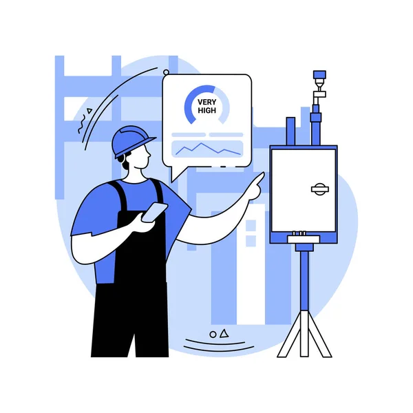 Air Quality Monitoring Isolated Cartoon Vector Illustrations Man Smartphone Monitors — Stok Vektör