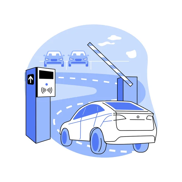 Parking Entry Station Isolated Cartoon Vector Illustrations Car Drives Parking — Vetor de Stock
