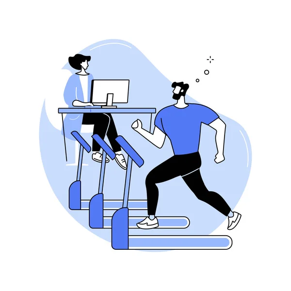 Office Gym Isolated Cartoon Vector Illustrations Group Diverse People Training — Vector de stock