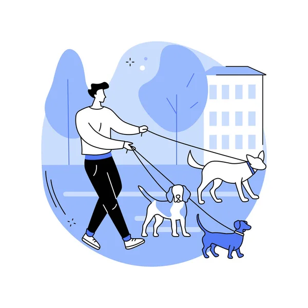 Pet Walking Isolated Cartoon Vector Illustrations Professional Pet Walker Work — Vettoriale Stock