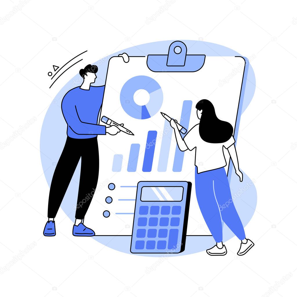 Accounting isolated cartoon vector illustrations. Group of careful finance masters making business plan together, budget planning and accounting process, money management vector cartoon.