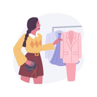 New fashion collection isolated cartoon vector illustrations. Stylish girl choosing clothes from new collection in shopping mall, people lifestyle, appearance care, consumerism vector cartoon.