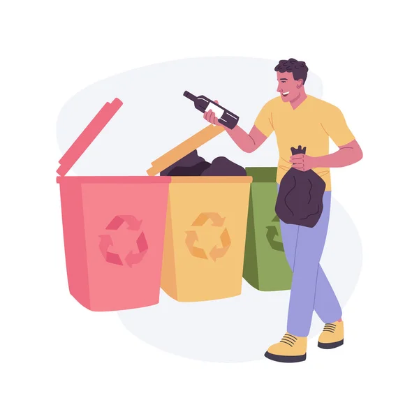 Recycling Isolated Cartoon Vector Illustrations Man Different Bags Throws Different — Stok Vektör
