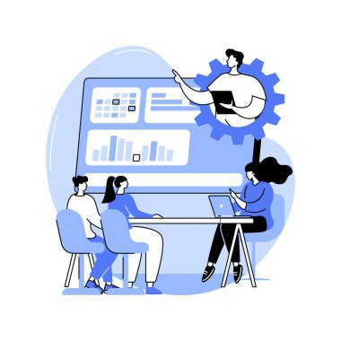 Meeting room isolated cartoon vector illustrations. Colleagues discussing business strategy in a meeting room, common spaces, brainstorming in smart office, modern workplace vector cartoon.