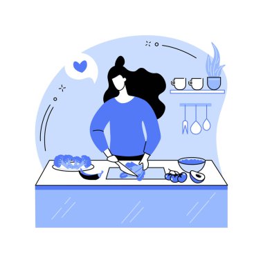 Vegan cooking isolated cartoon vector illustrations. Girl cooking vegetarian salad and watching online tutorial, vegetables at the table, homemade and fresh dishes preparation vector cartoon.