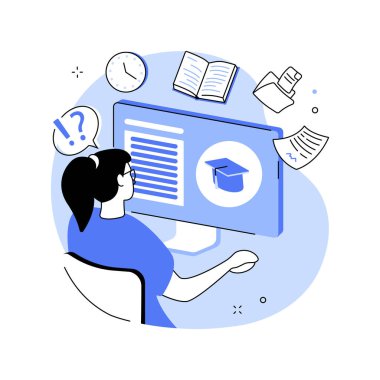 College search tools online isolated cartoon vector illustrations. School graduate choosing college visiting website, preparing for education, admission process, future student vector cartoon.