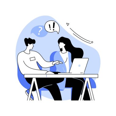 Talk to current student isolated cartoon vector illustrations. Future student gets testimonial about college, school graduate have discussion and make choice, admission process vector cartoon.