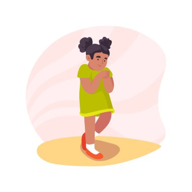 Embarrassment isolated cartoon vector illustration. Shy and embarrassed girl with unhappy face expression, people psychology, socio-emotional development, disappointed kid vector cartoon.
