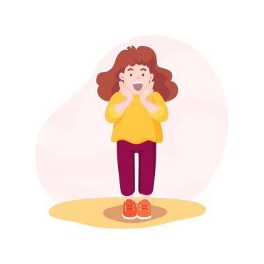 Surprise isolated cartoon vector illustration. Surprised girl with big eyes feeling happiness, shocked kid, people psychology, socio-emotional development, astonished state vector cartoon.